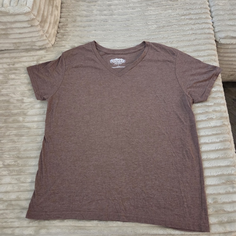 Resurge 1620 Men's Size Large V-Neck T-Shirt Brown Heathered Short Sleeve Tee